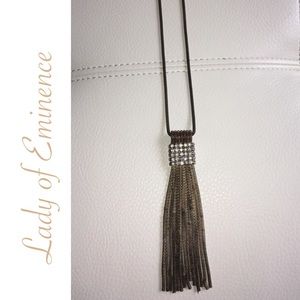 BEAUTIFUL GOLD CRYSTAL FRINGE NECKLACE